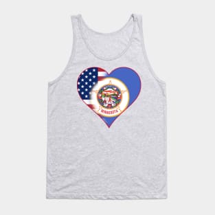 State of Minnesota Flag and American Flag Fusion Design Tank Top